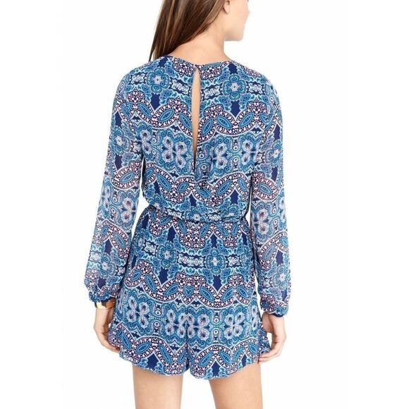 Express Paisley Print Keyhole Long Sleeve Romper Size XS - Picture 10 of 10